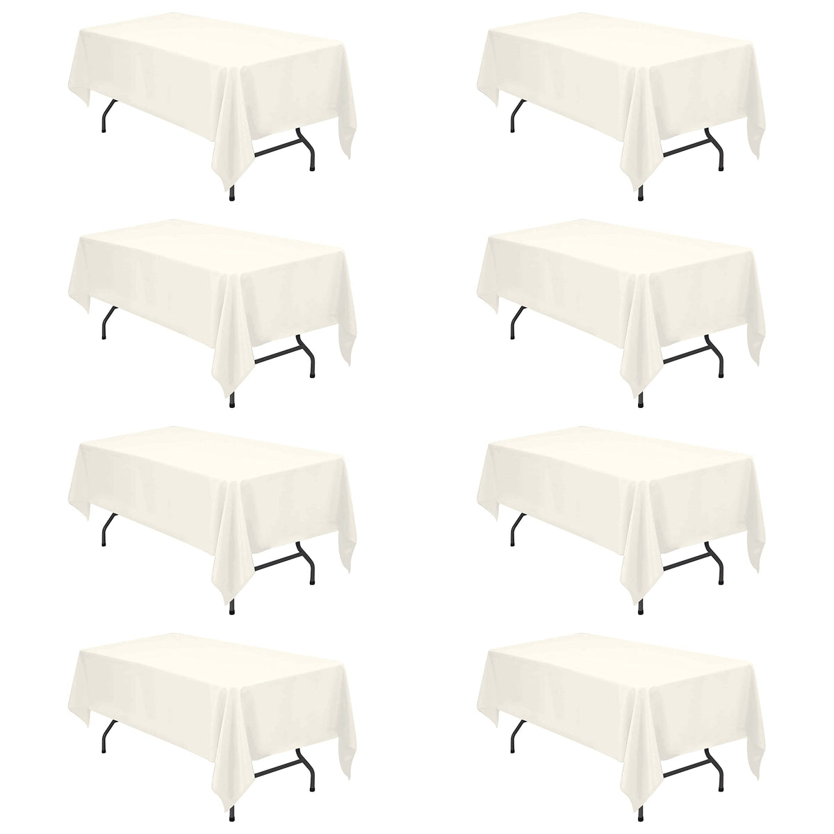 BRILLMAX 6 Pack Ivory Tablecloths 90x156 Inch for 8ft Rectangle Tables