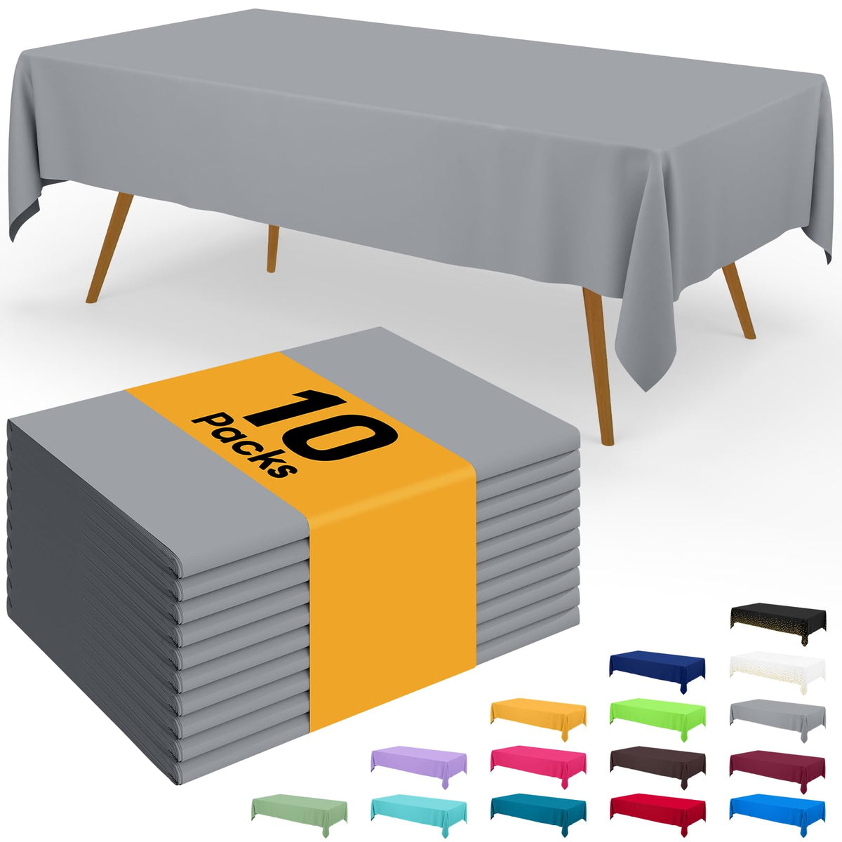 Smiry Plastic Disposable Waterproof Table Cloth - 54 x 108 Inch, 6 Packs