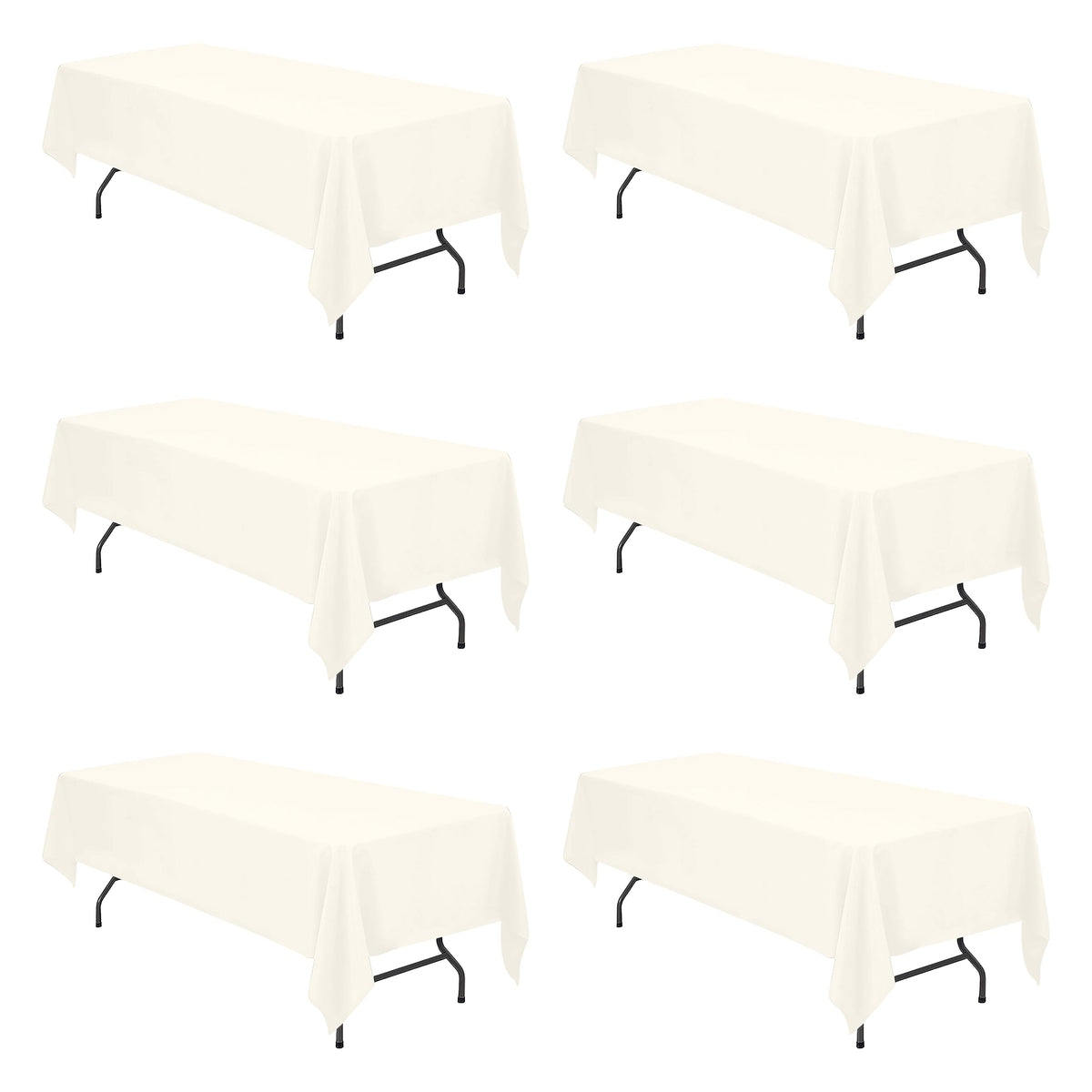 BRILLMAX 6 Pack Ivory Tablecloths 90x156 Inch for 8ft Rectangle Tables
