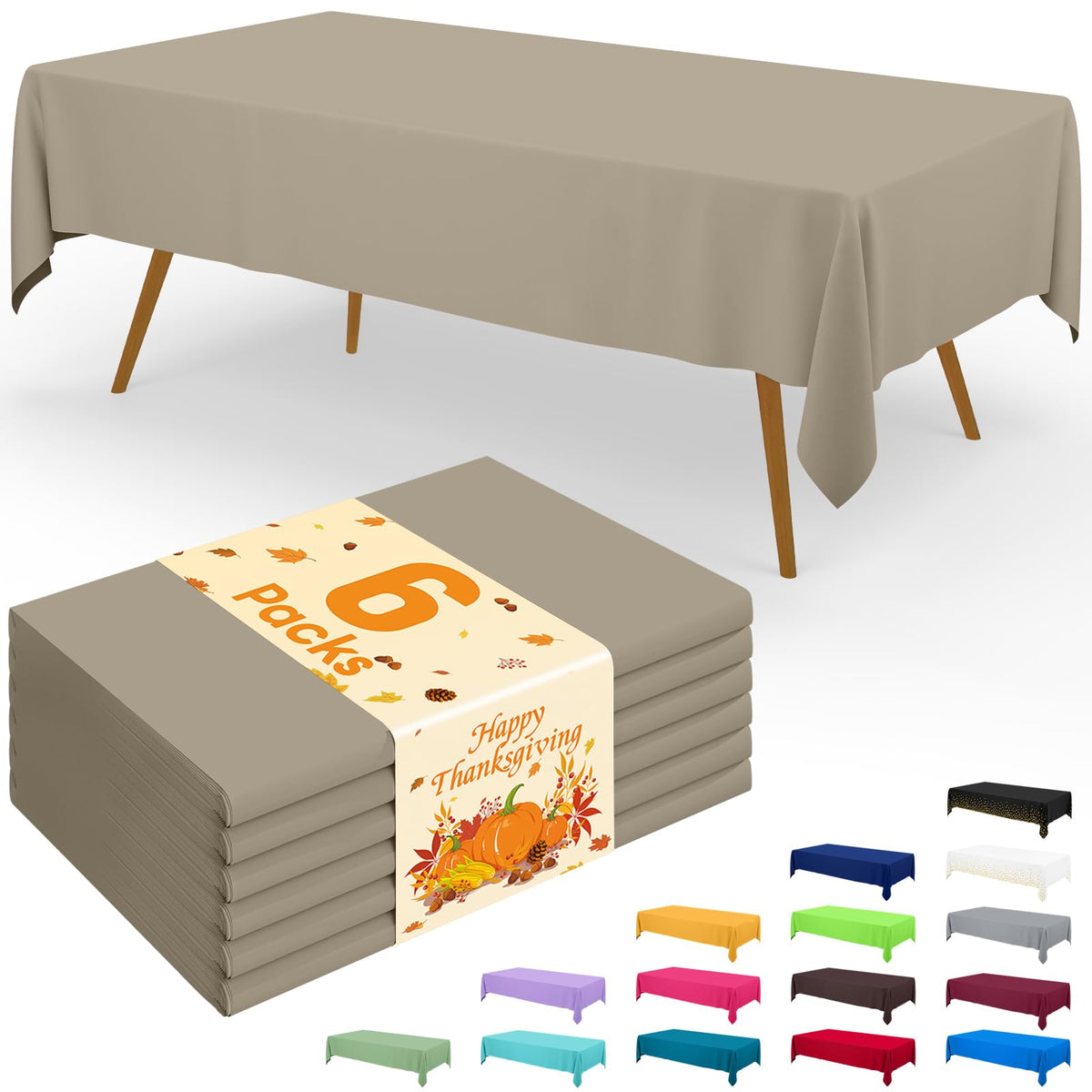 Smiry Plastic Disposable Waterproof Table Cloth - 54 x 108 Inch, 6 Packs