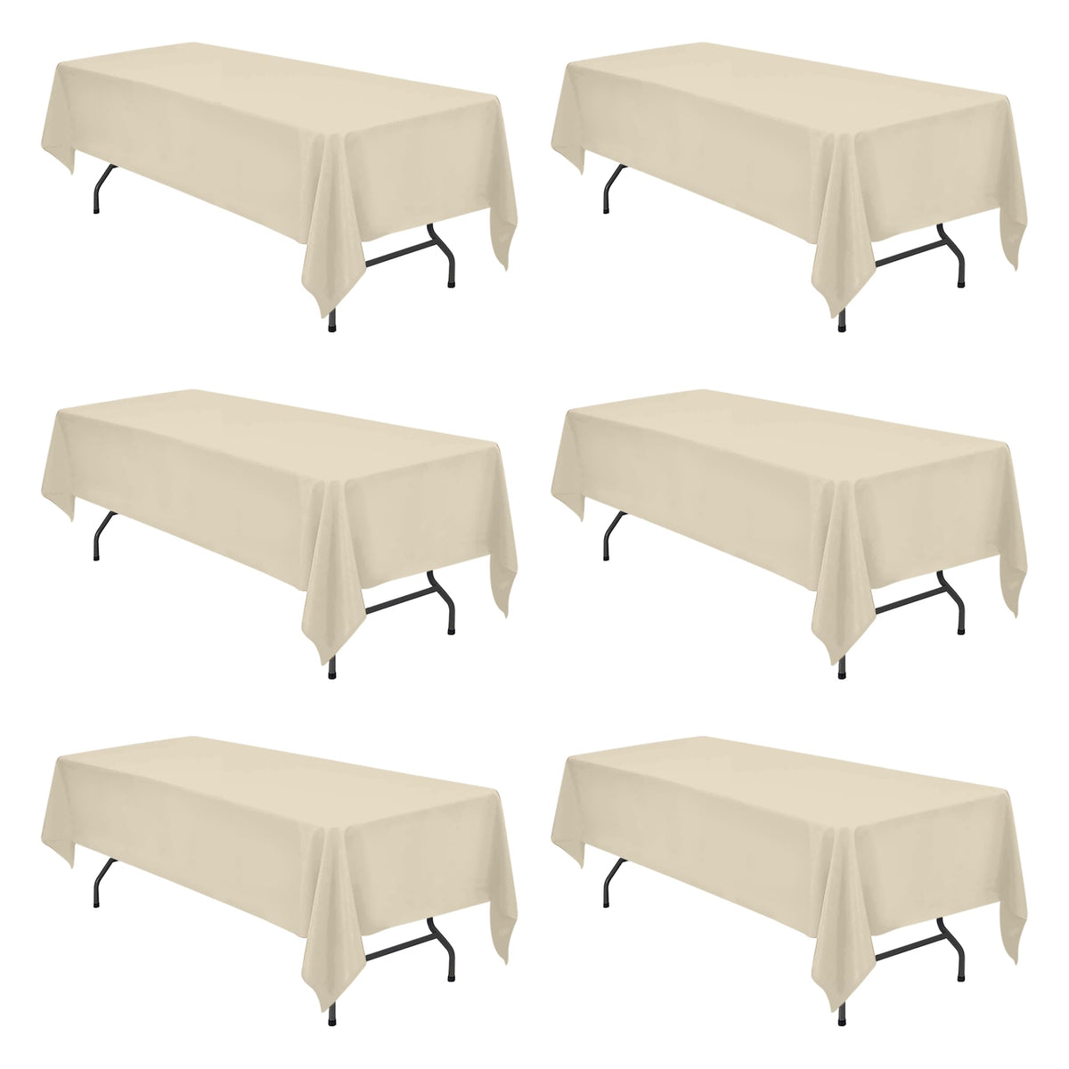 BRILLMAX 6 Pack Ivory Tablecloths 90x156 Inch for 8ft Rectangle Tables
