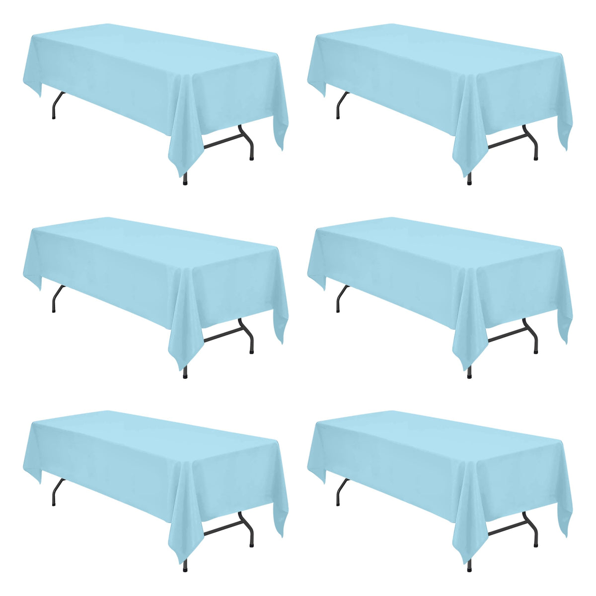 BRILLMAX 6 Pack Ivory Tablecloths 90x156 Inch for 8ft Rectangle Tables
