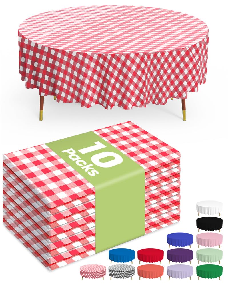 Pureegg Plastic Table Cloth Disposable 10 Pack, 54 x 108 Inch Table Cloths, Halloween Party Decorations, Summerween Decor, Halloween Tablecloths, Rectangle, Plastic Cover, Leakproof & Sturdy, Black