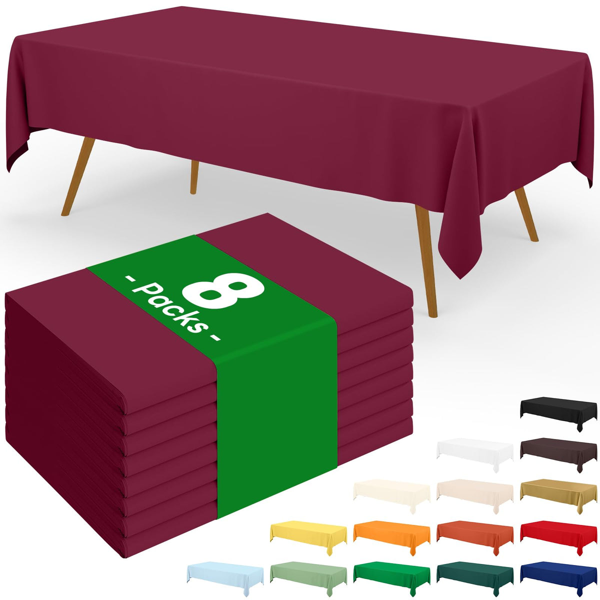 Moosfor 3 Pack Plastic Table Cloth, Disposable 54 x 108 Inch Tablecloth
