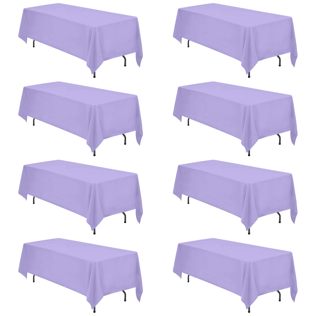 BRILLMAX 6 Pack Ivory Tablecloths 90x156 Inch for 8ft Rectangle Tables