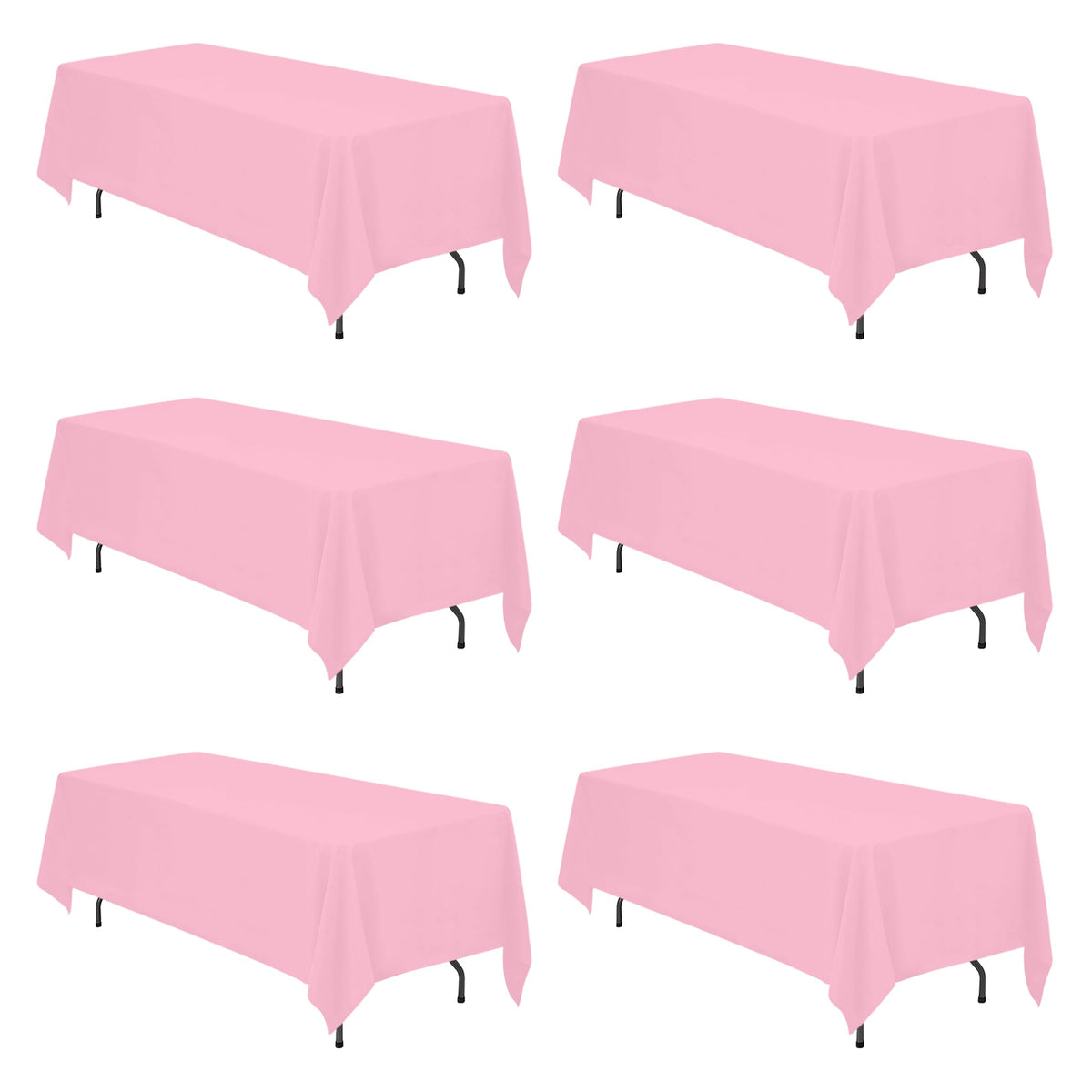 BRILLMAX 6 Pack Ivory Tablecloths 90x156 Inch for 8ft Rectangle Tables