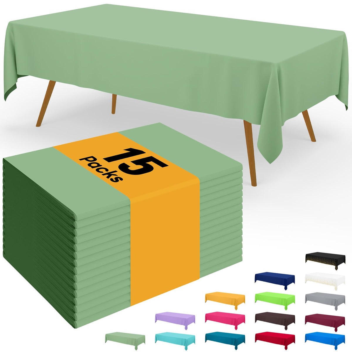Smiry Plastic Disposable Waterproof Table Cloth - 54 x 108 Inch, 6 Packs
