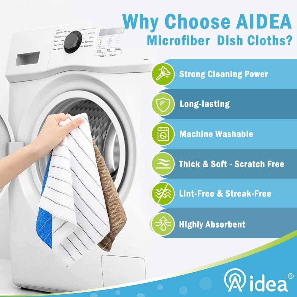 AIDEA Kitchen Towels-8PK, Dish Towels for Kitchen Grey, Dish Cloth-12”x12”
