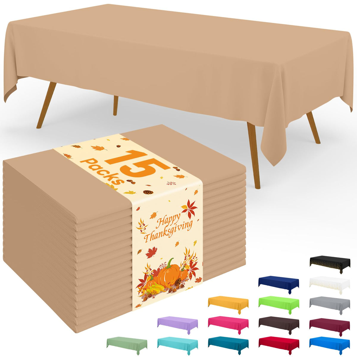 Smiry Plastic Disposable Waterproof Table Cloth - 54 x 108 Inch, 6 Packs
