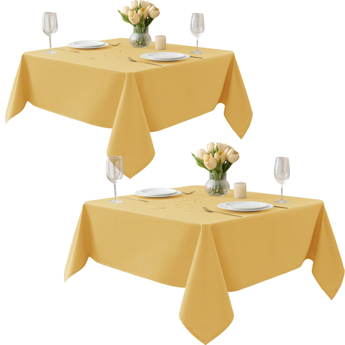 Fall Tablecloths Rectangular 6ft, 2-Pack Waterproof Slub Texture