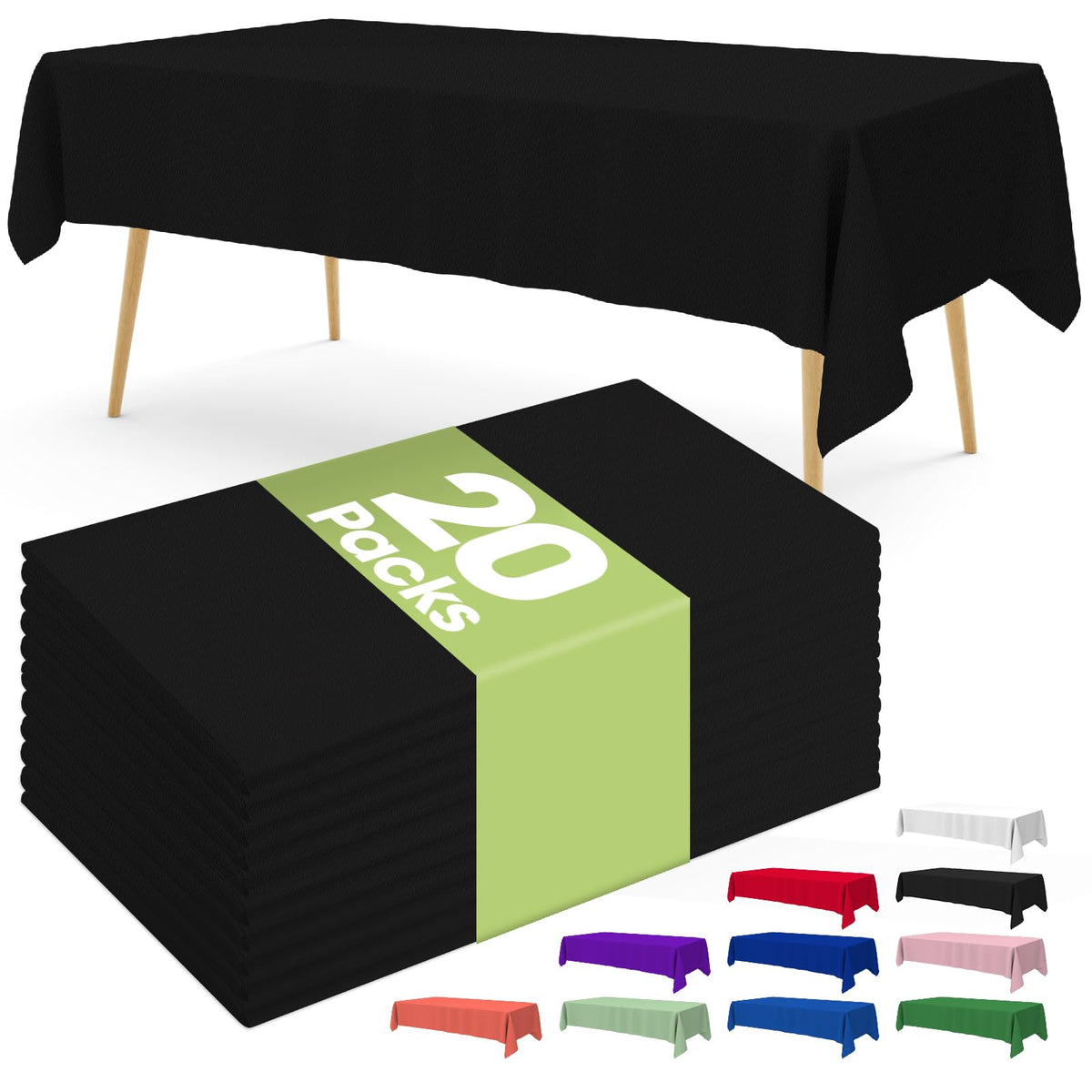 Pureegg 20 Pack Plastic Table Cloth Disposable 54x108 Inch