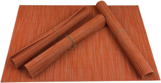WAZAIGUR Placemats Set of 4 for Dining Table, 17.7" x 11.8", Orange