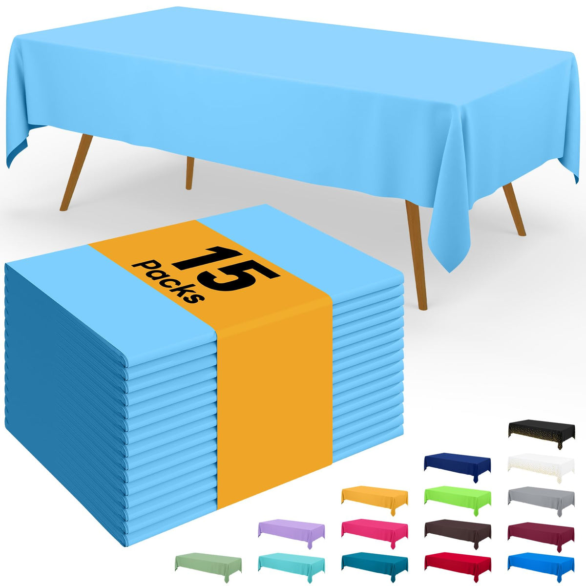 Smiry Plastic Disposable Waterproof Table Cloth - 54 x 108 Inch, 6 Packs