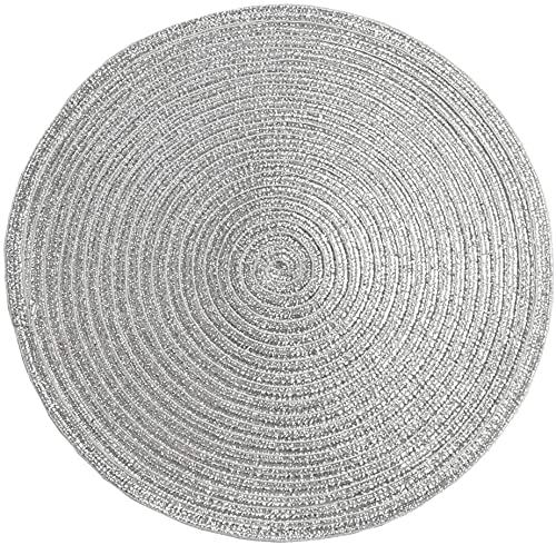 SHACOS Round Braided Placemats Set of 8 Cotton Fabric Round Table Mats Non Slip Washable 15 inch Round Place Mats Home Party Table Decor (Beige, 8)