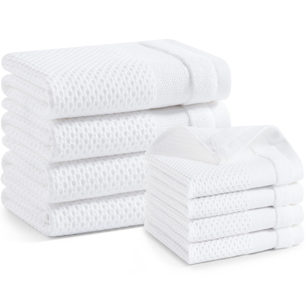 Homaxy 100% Cotton Dish Cloths, 8 Pack - 12 x 12 Inches, Black
