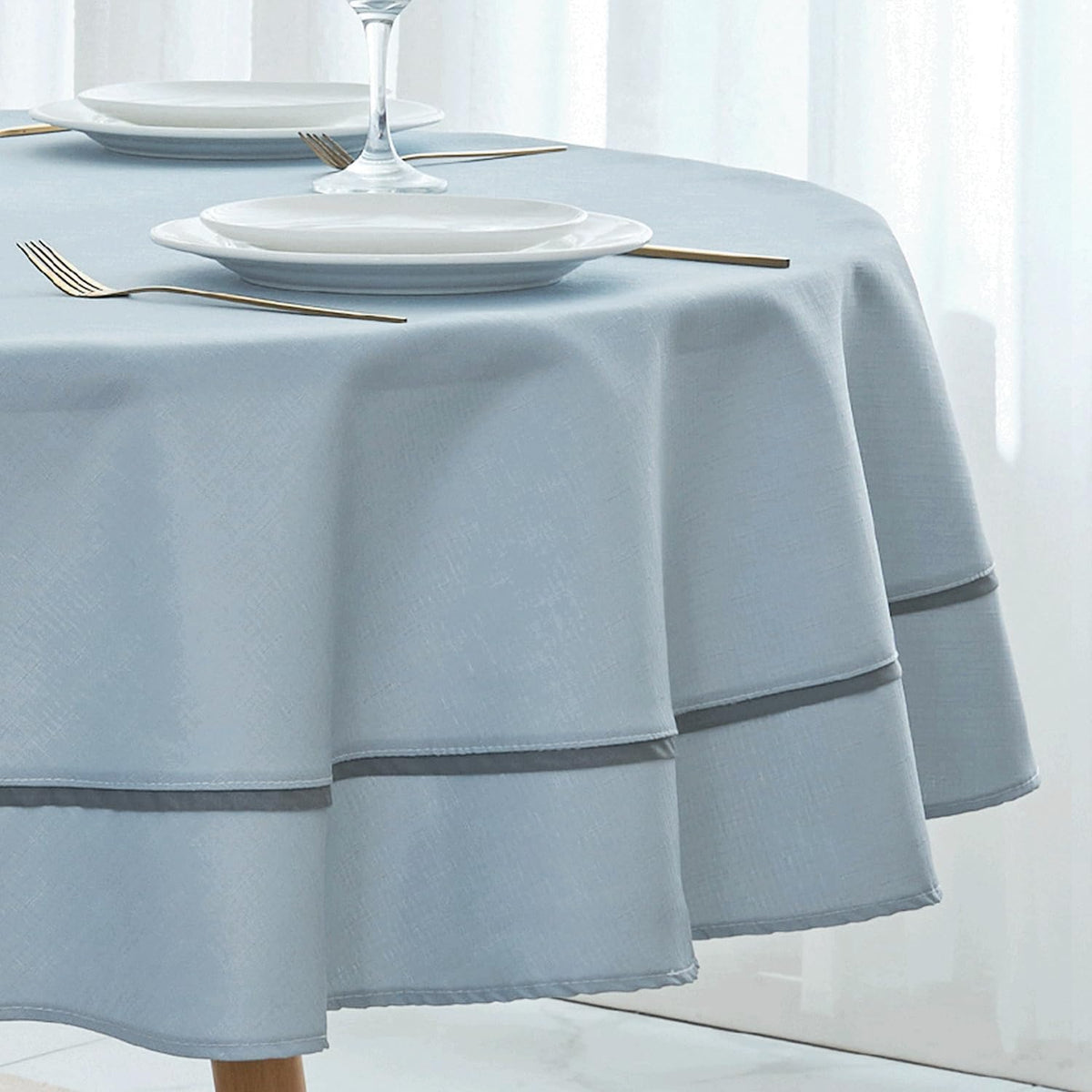 EHouseHome Heavy Duty Fabric Tablecloth with White Lace-Waterproof/Wrinkle Free/Stain Resistant/Oil Proof-for Dining,Indoor&Outdoor,Wedding,Holiday,White,Rectangle 60x120Inch