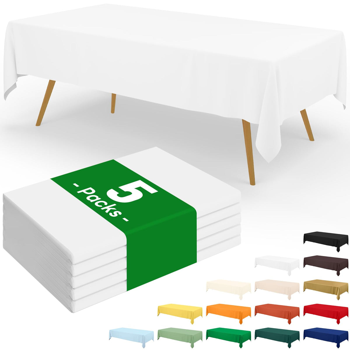 Moosfor 3 Pack Plastic Table Cloth, Disposable 54 x 108 Inch Tablecloth
