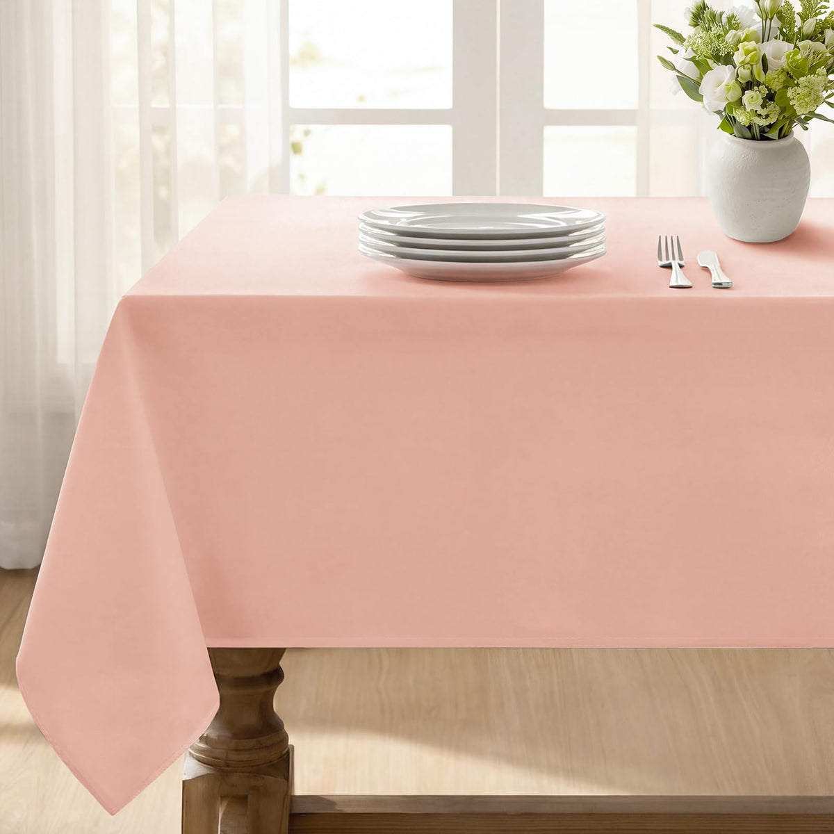 Softalker Rectangle Tablecloth, Waterproof Table Cloths Wrinkle Free Fabric Washable Polyester Table Cover for Dining Tables Party Outdoor Camping Parties Buffet - 60 x 120 inch, Orange