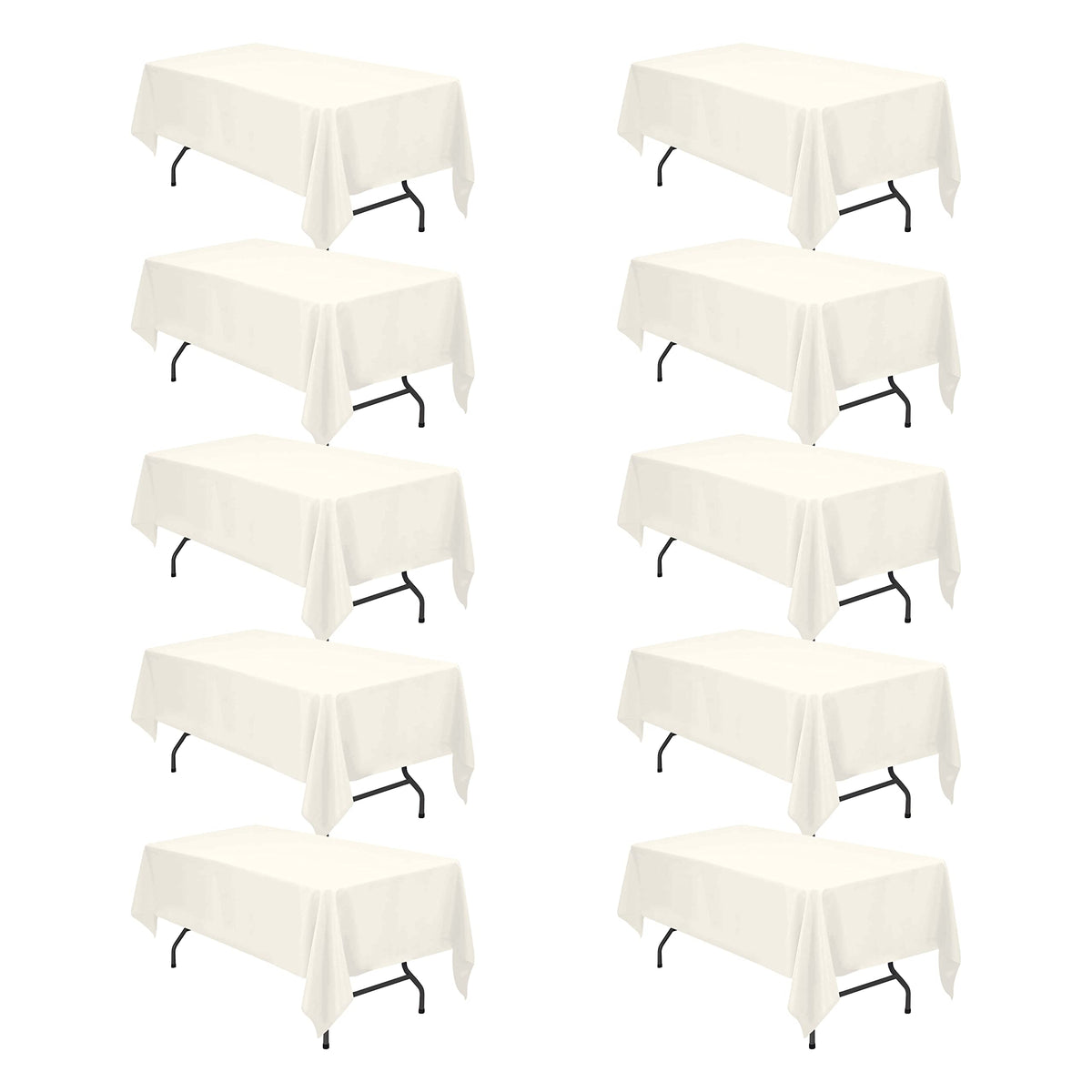 BRILLMAX 6 Pack Ivory Tablecloths 90x156 Inch for 8ft Rectangle Tables