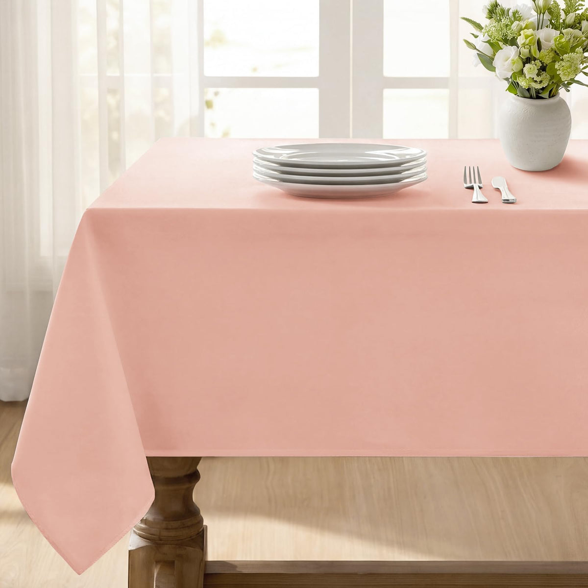 Softalker Rectangle Tablecloth, Waterproof Table Cloths Wrinkle Free Fabric Washable Polyester Table Cover for Dining Tables Party Outdoor Camping Parties Buffet - 60 x 102 inch, Orange