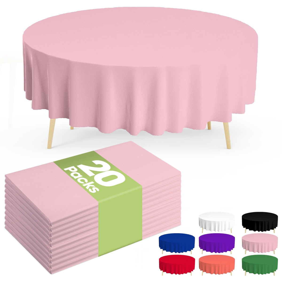 Pureegg 20 Pack Plastic Table Cloth Disposable 54x108 Inch