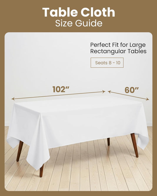 Utopia Kitchen Rectangle Table Cloth 2 Pack [60x102 Inches, White]