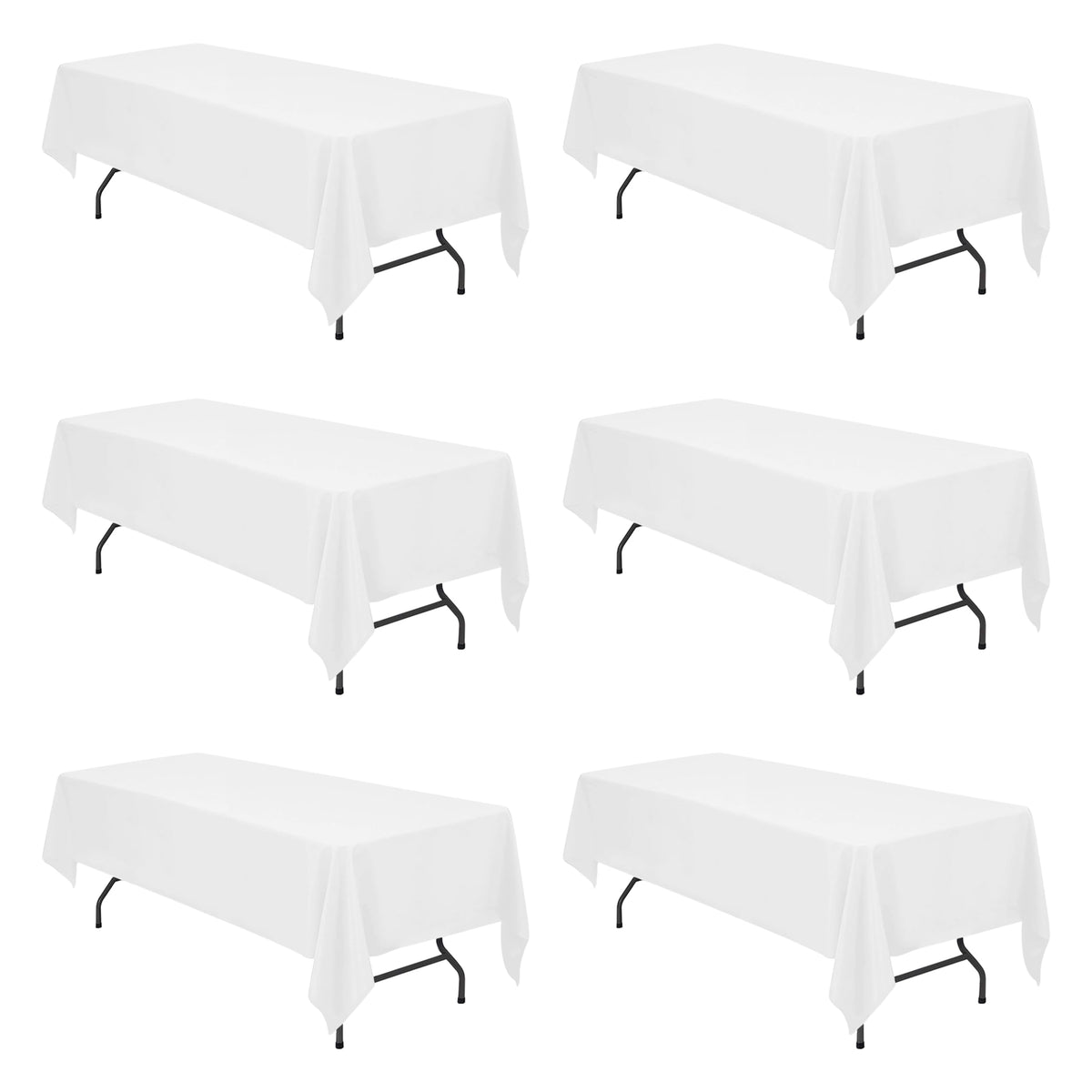 BRILLMAX 6 Pack Ivory Tablecloths 90x156 Inch for 8ft Rectangle Tables
