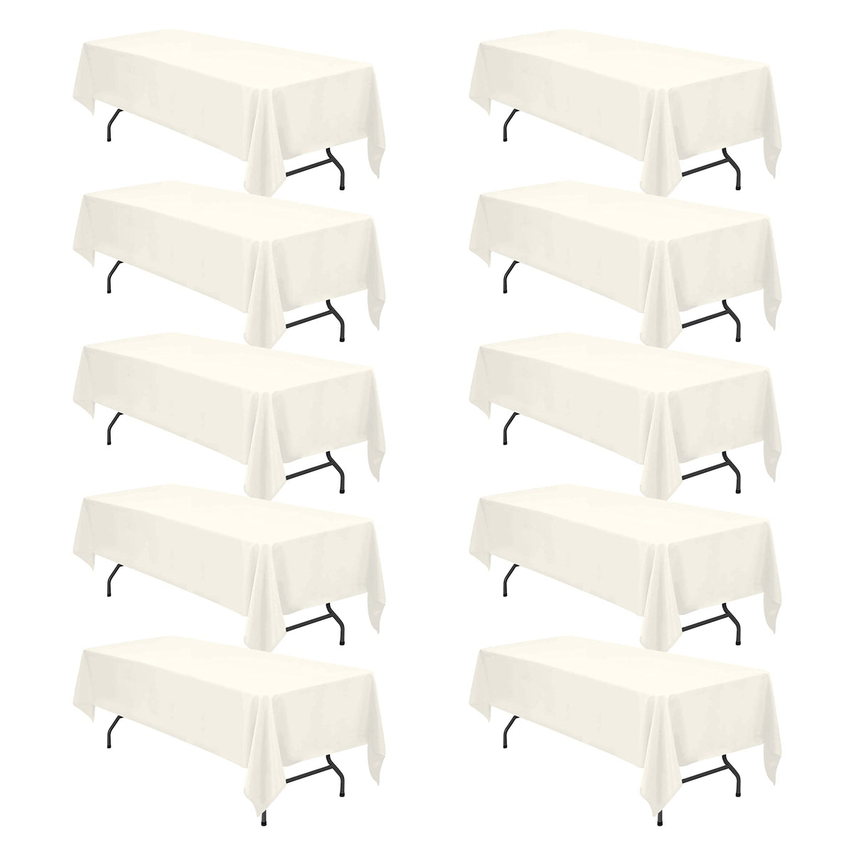BRILLMAX 6 Pack Ivory Tablecloths 90x156 Inch for 8ft Rectangle Tables