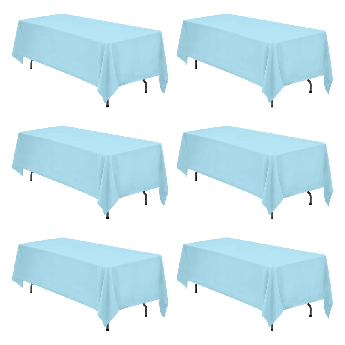 BRILLMAX 6 Pack Ivory Tablecloths 90x156 Inch for 8ft Rectangle Tables