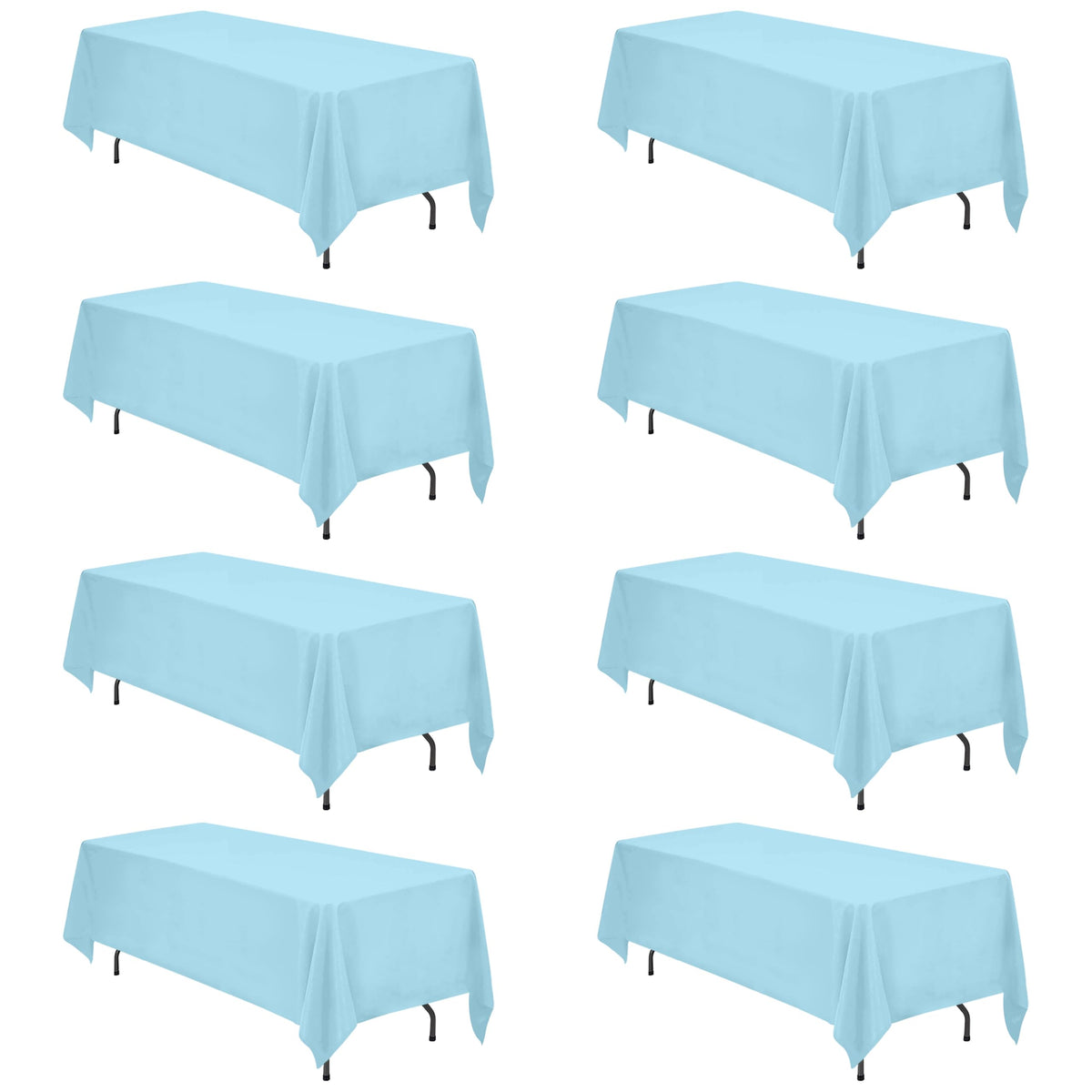 BRILLMAX 6 Pack Ivory Tablecloths 90x156 Inch for 8ft Rectangle Tables