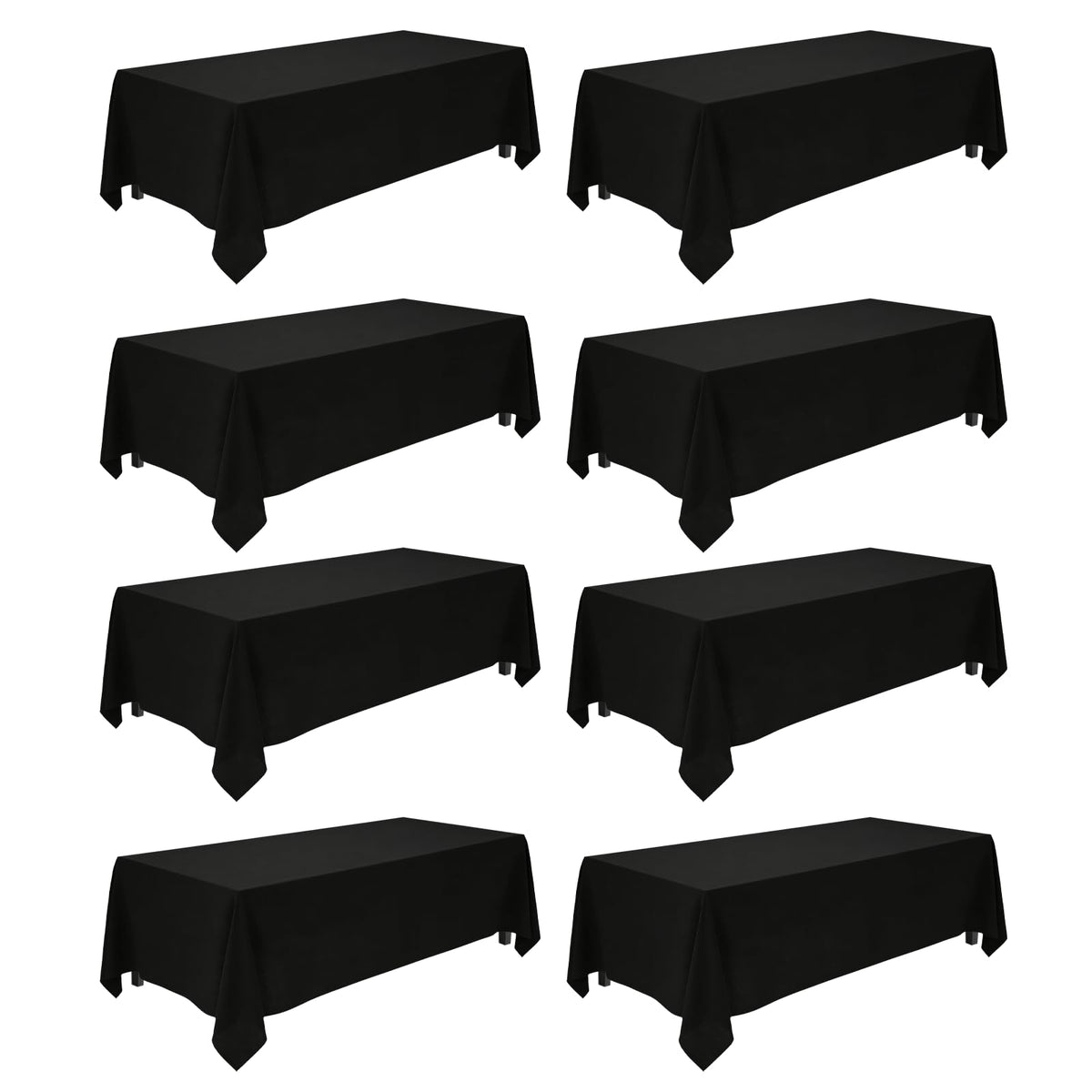 8 Pack 60 x 102 Inch White Rectangle Table Cloth for 6 Foot Tables