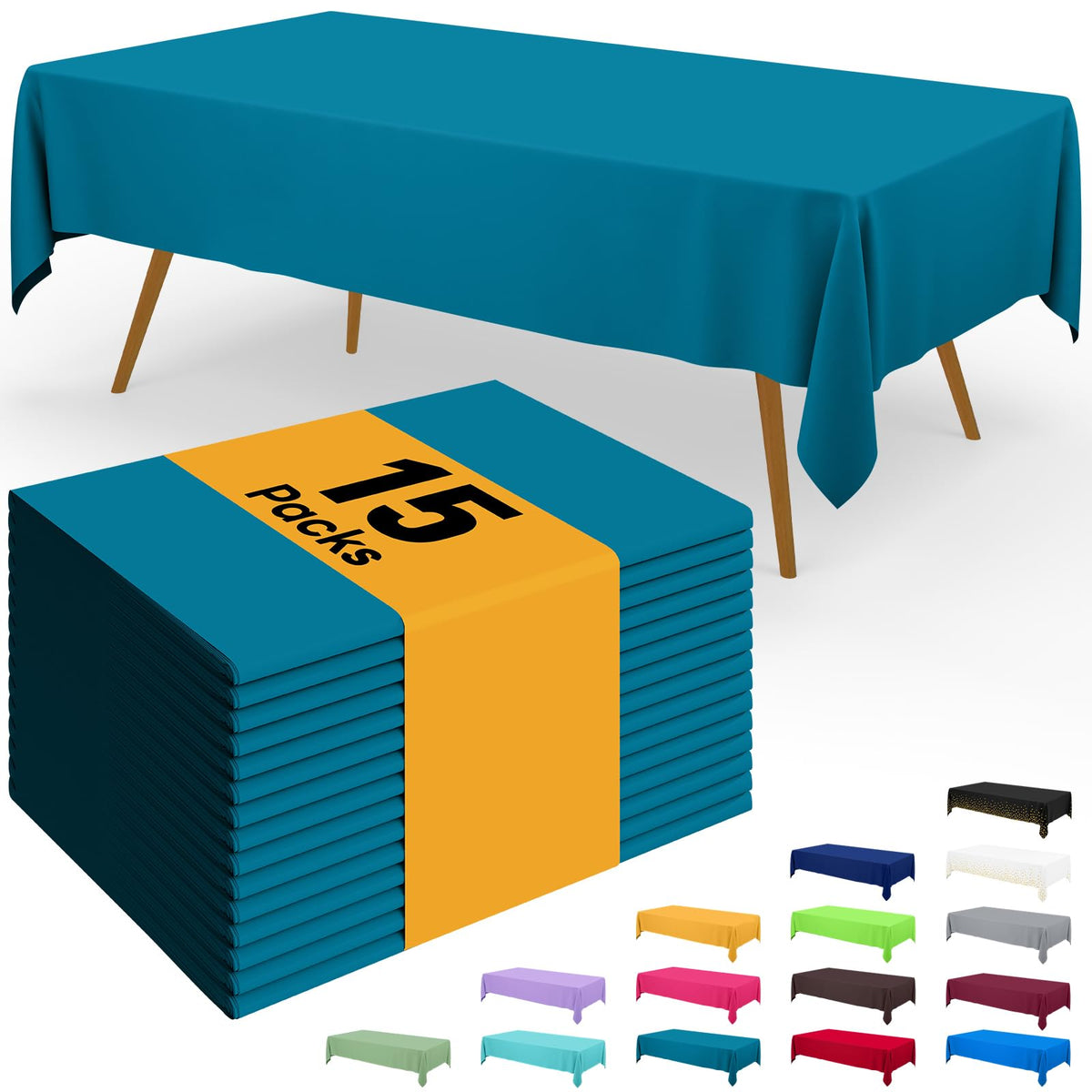 Smiry Plastic Disposable Waterproof Table Cloth - 54 x 108 Inch, 6 Packs
