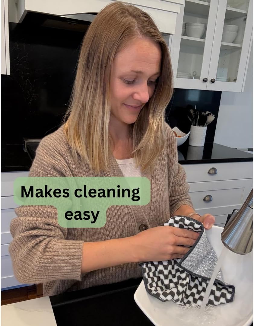 Dish Cloths for Washing Dishes 4pk - Odor-Resistant & Non-Scratch Scrubber