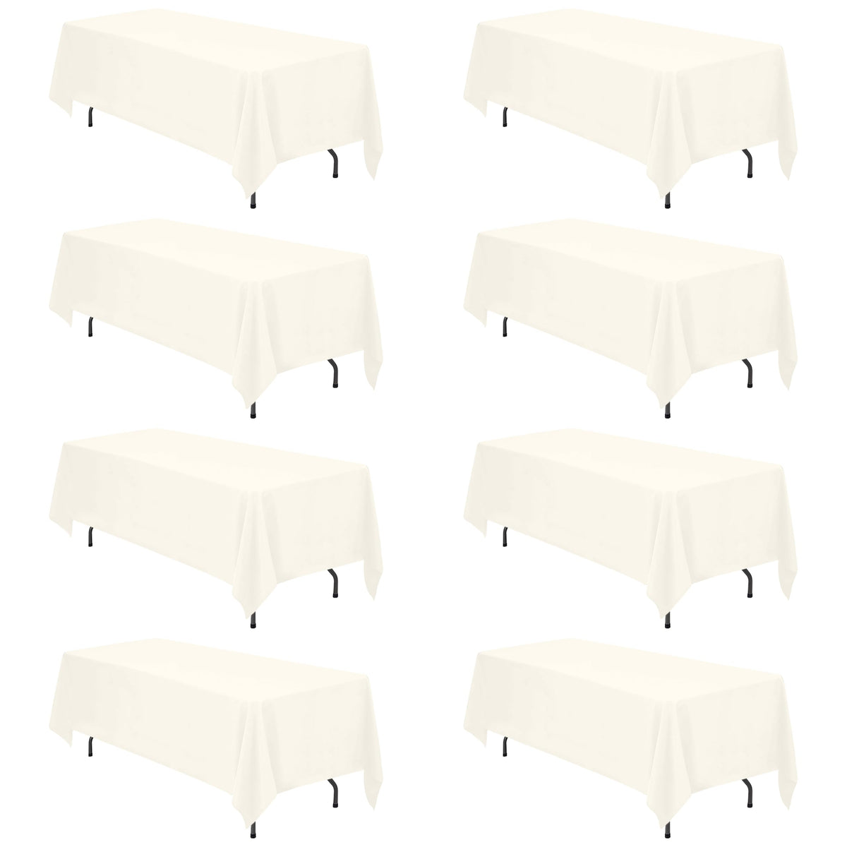 BRILLMAX 6 Pack Ivory Tablecloths 90x156 Inch for 8ft Rectangle Tables