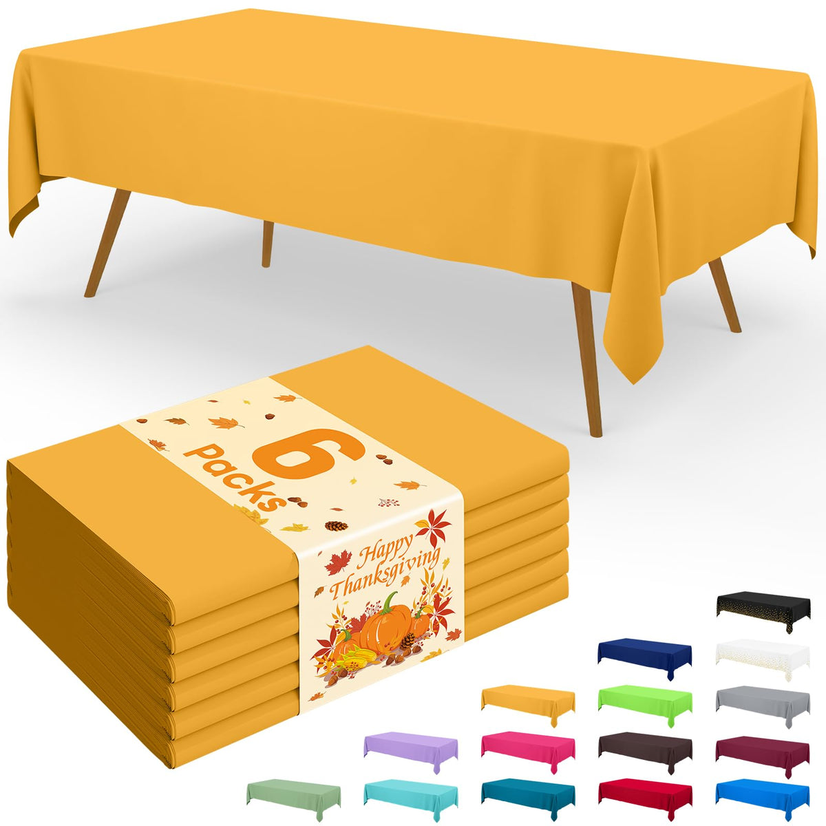 Smiry Plastic Disposable Waterproof Table Cloth - 54 x 108 Inch, 6 Packs