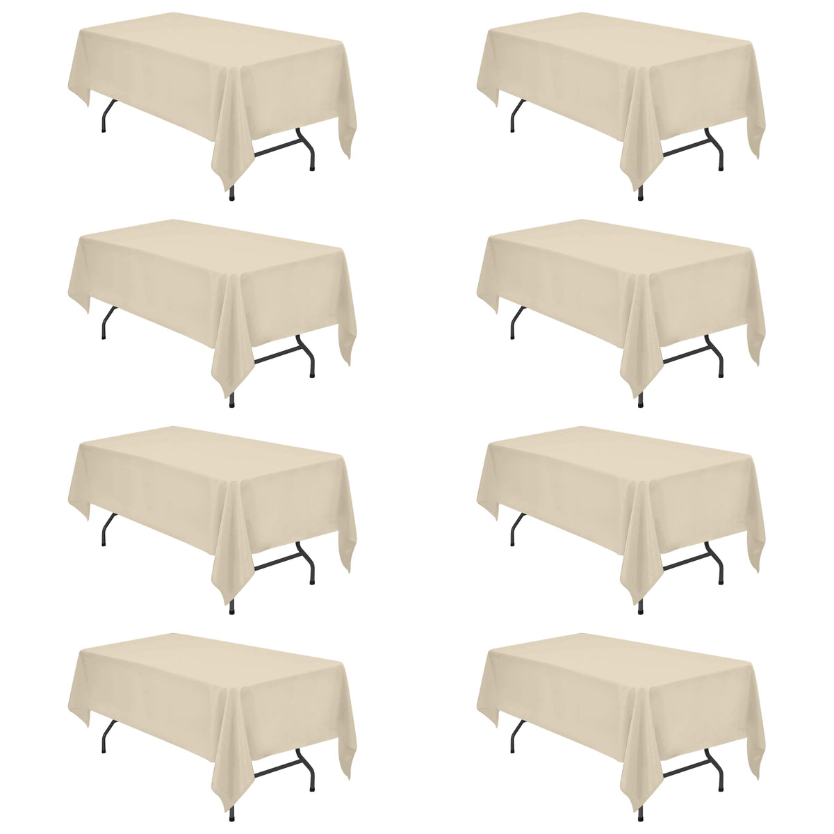 BRILLMAX 6 Pack Ivory Tablecloths 90x156 Inch for 8ft Rectangle Tables