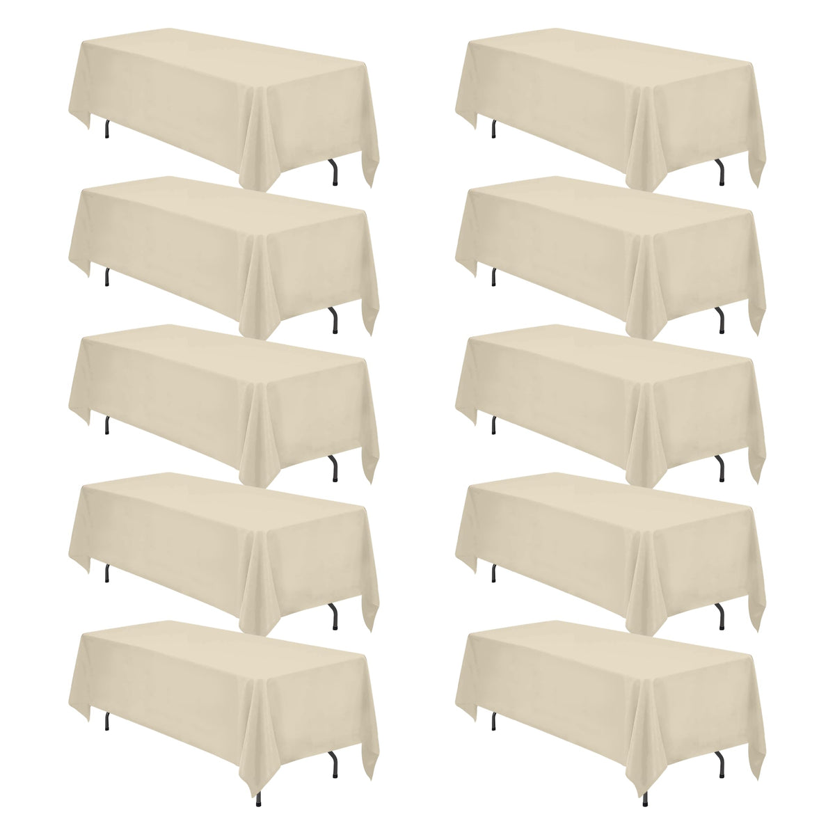 BRILLMAX 6 Pack Ivory Tablecloths 90x156 Inch for 8ft Rectangle Tables
