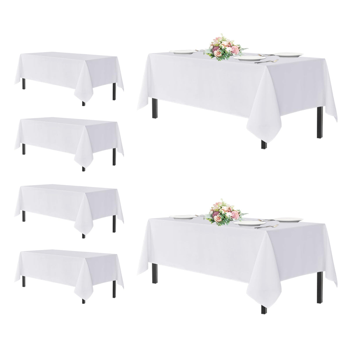 sancua Rectangle Tablecloth, 60 x 84 Inch, White