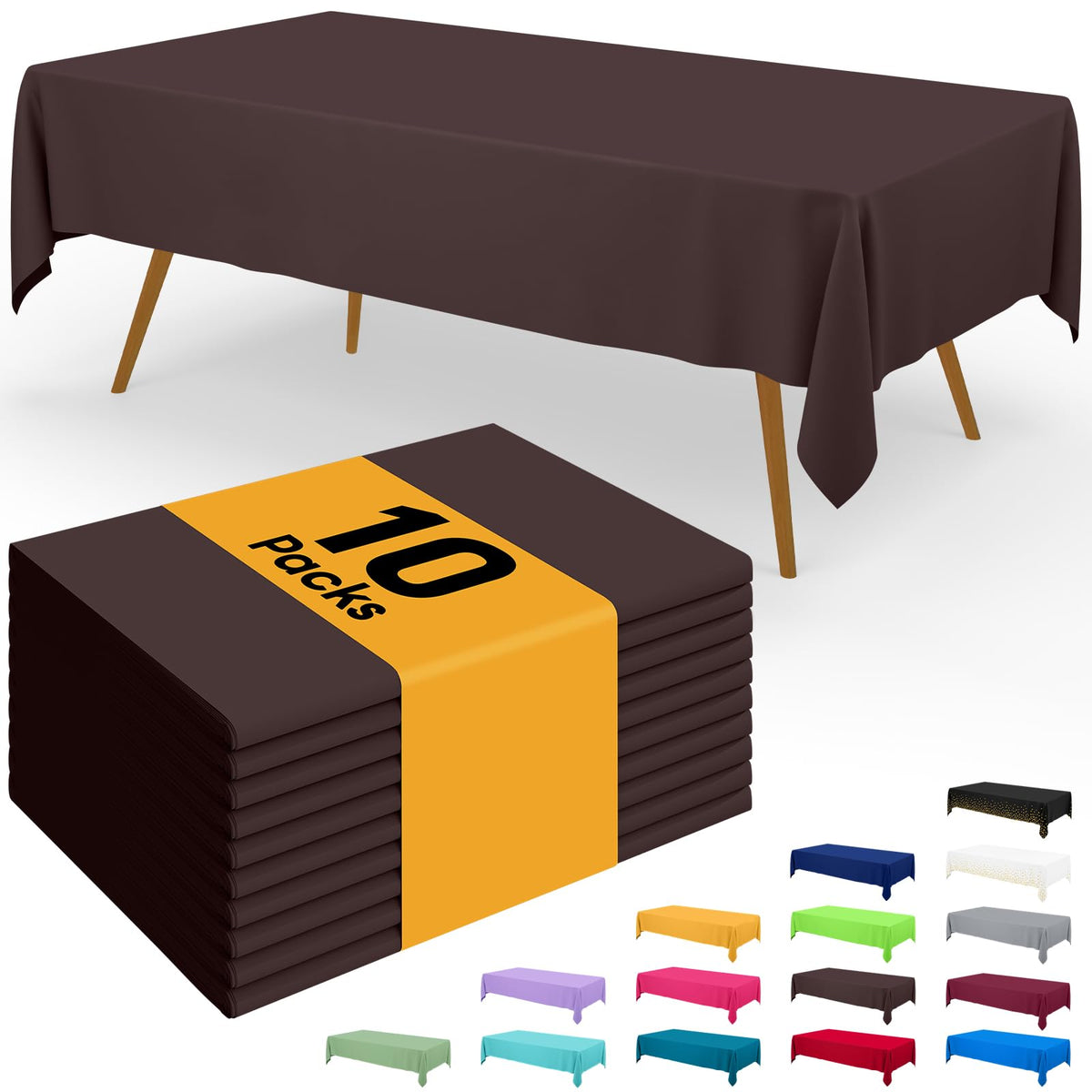 Smiry Plastic Disposable Waterproof Table Cloth - 54 x 108 Inch, 6 Packs