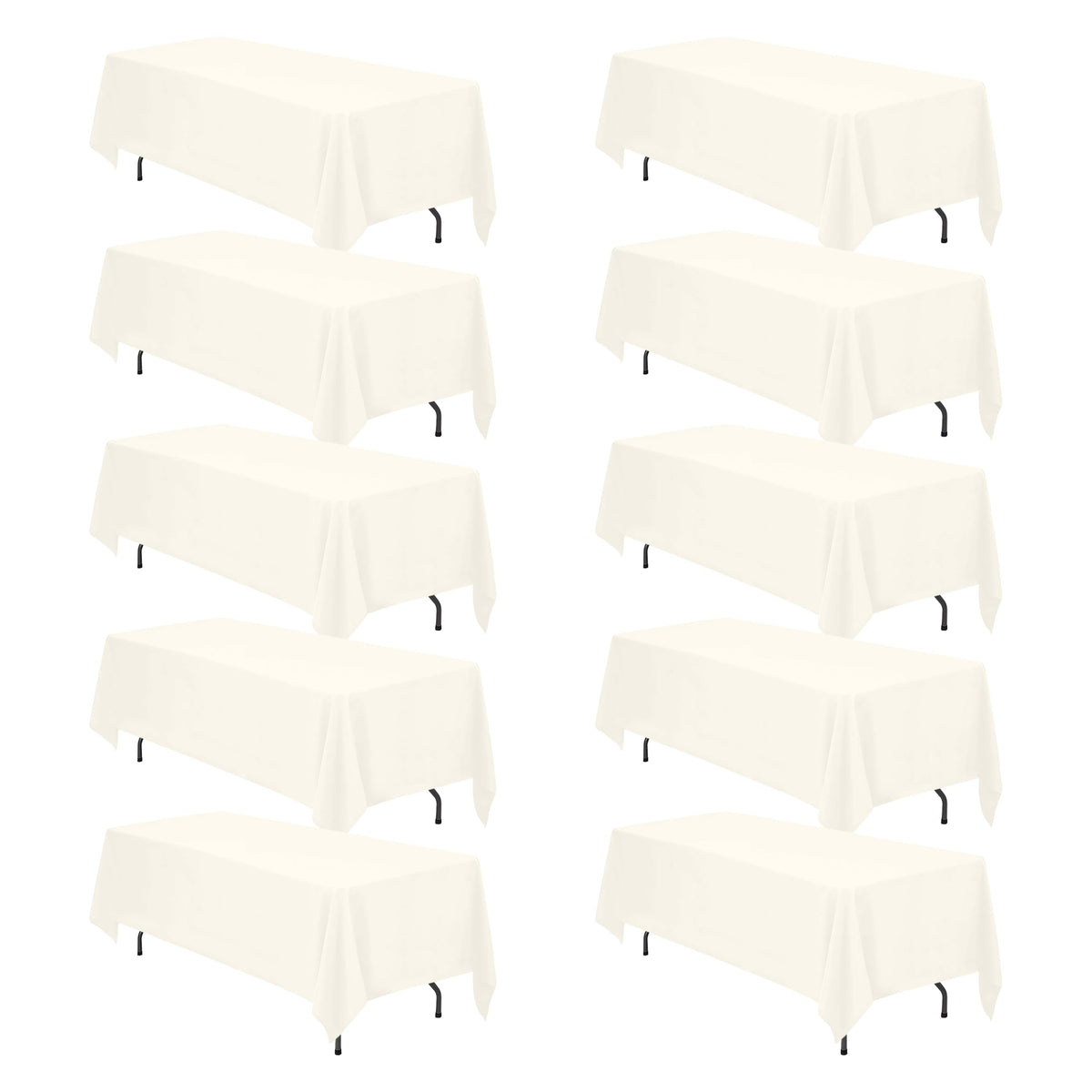 BRILLMAX 6 Pack Ivory Tablecloths 90x156 Inch for 8ft Rectangle Tables