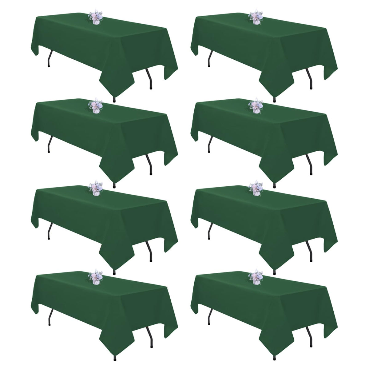 8 Pack 60 x 102 Inch White Rectangle Table Cloth for 6 Foot Tables