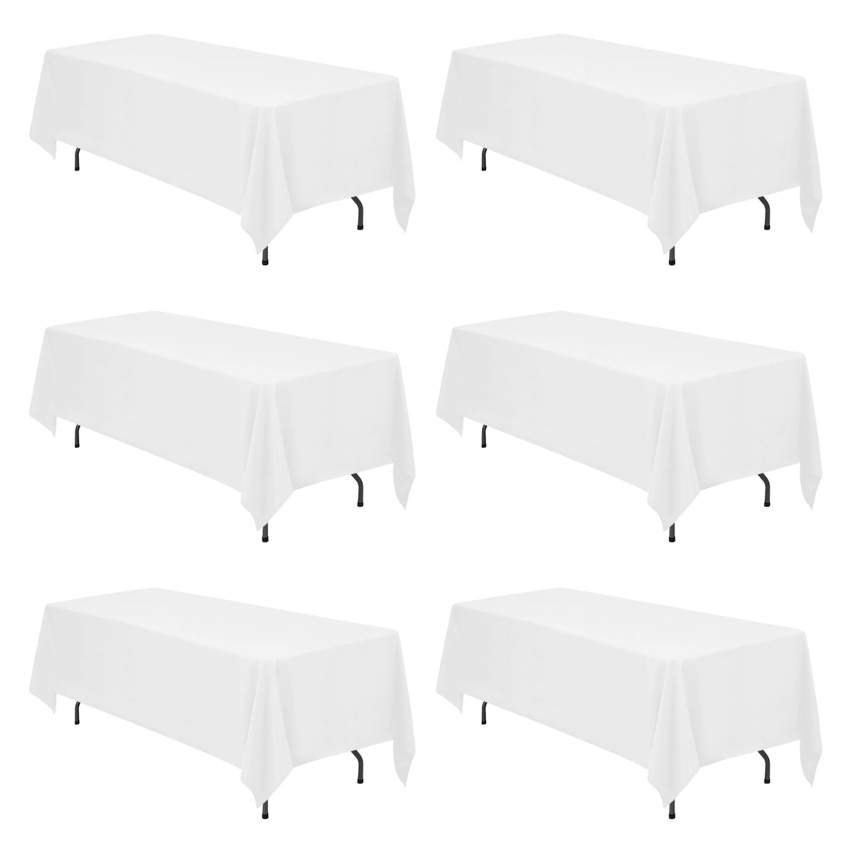 BRILLMAX 6 Pack Ivory Tablecloths 90x156 Inch for 8ft Rectangle Tables