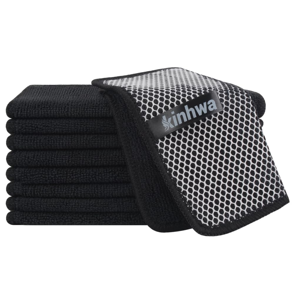 KinHwa Dish Cloths for Washing Dishes with Scrub Side, Microfiber Dish Rags