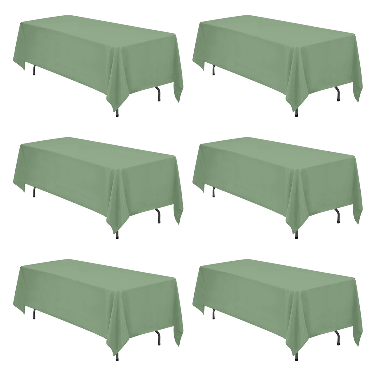 BRILLMAX 6 Pack Ivory Tablecloths 90x156 Inch for 8ft Rectangle Tables