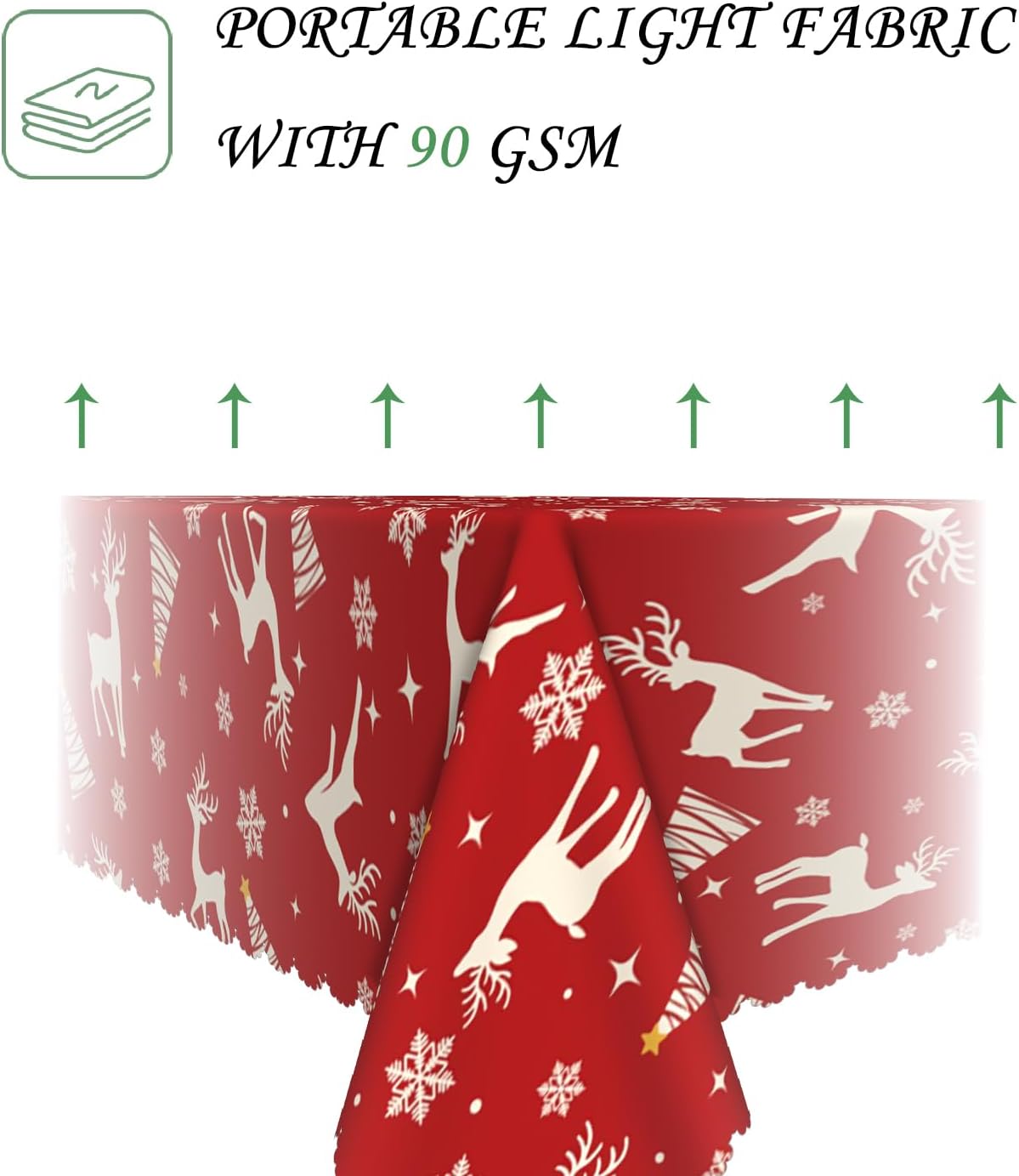 70x120 Inch Christmas Theme Tablecloth Washable Rectangle Cover