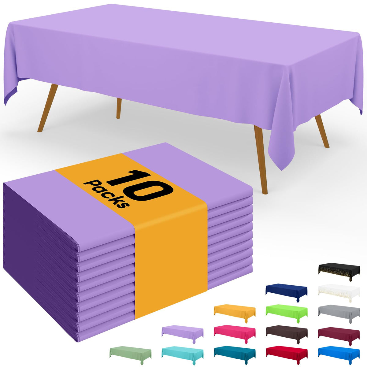 Smiry Plastic Disposable Waterproof Table Cloth - 54 x 108 Inch, 6 Packs