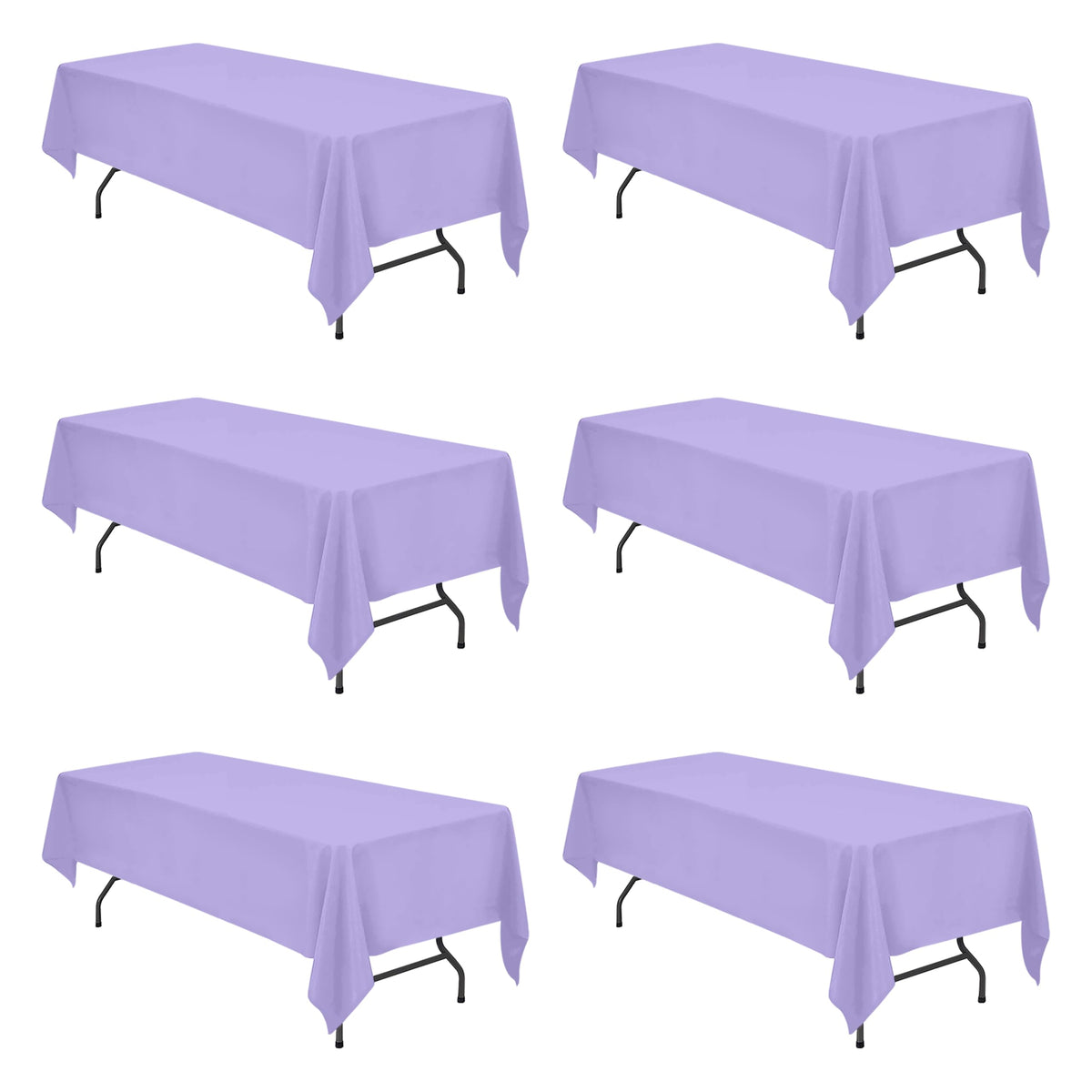 BRILLMAX 6 Pack Ivory Tablecloths 90x156 Inch for 8ft Rectangle Tables