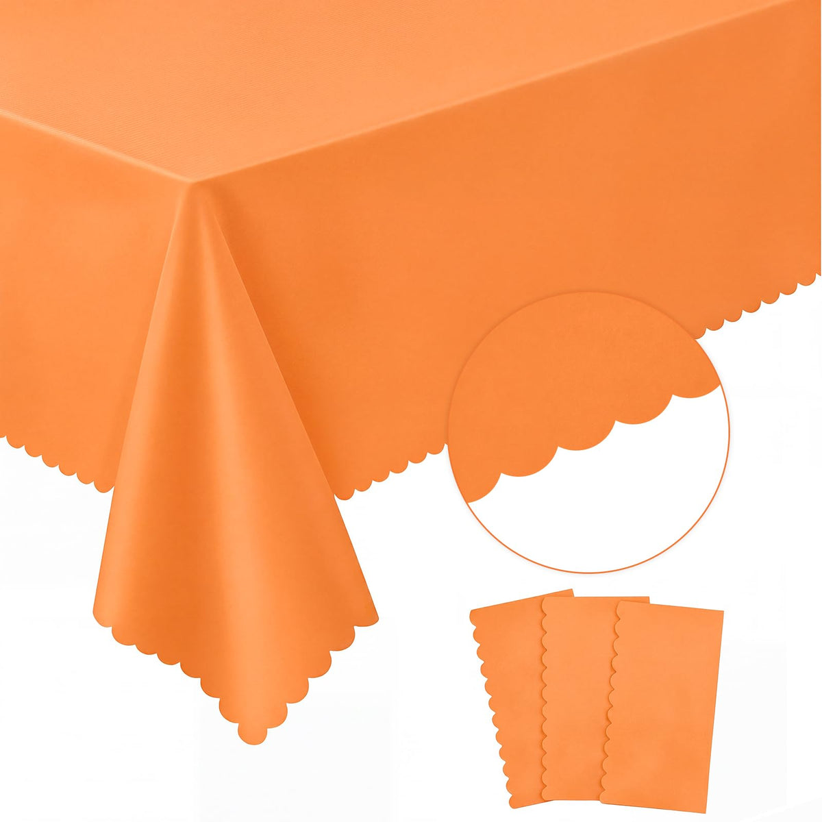 NatNarr 3 Pack Ivory Tablecloths, 54 x 108 Inch Scalloped Party Table Cover