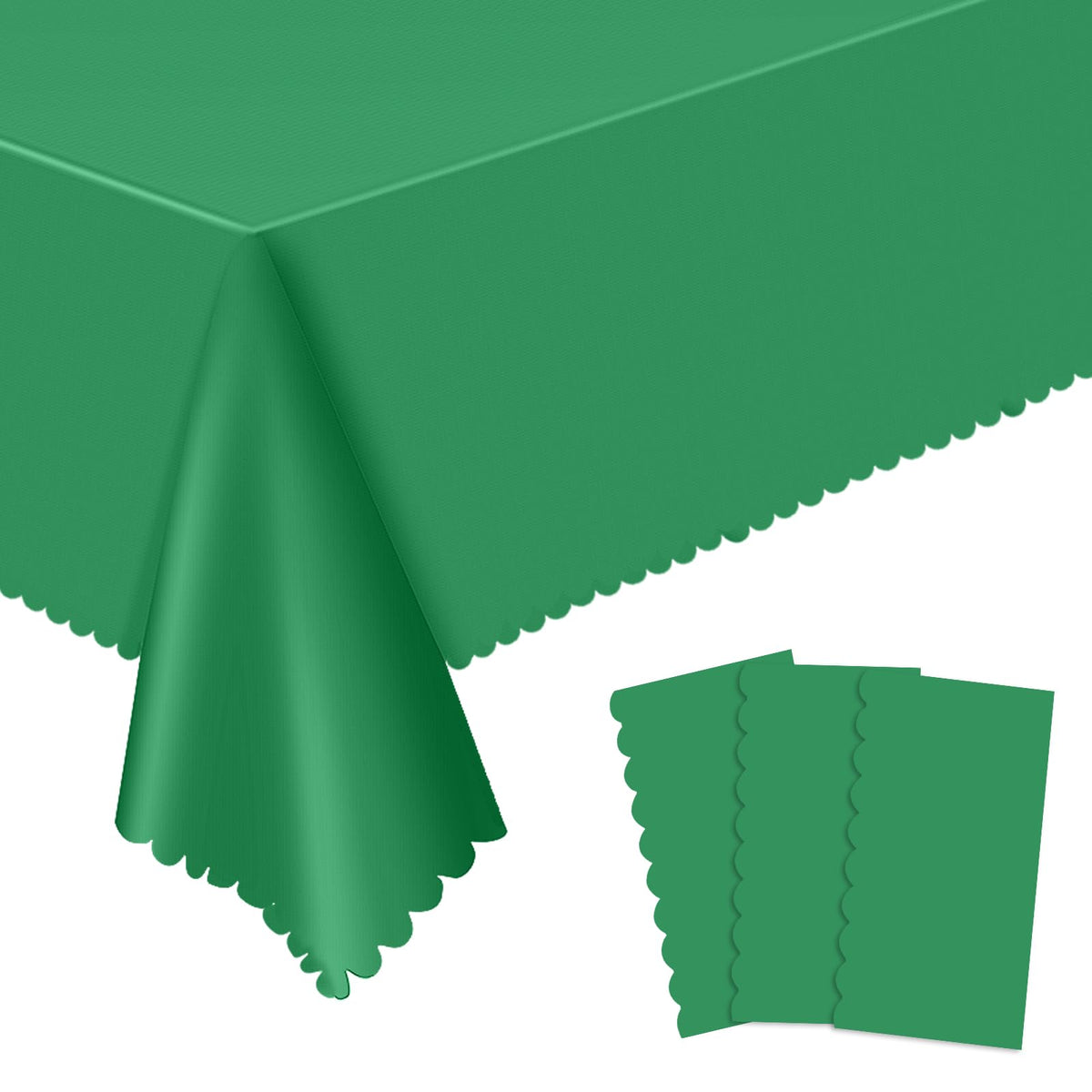NatNarr 3 Pack Ivory Tablecloths, 54 x 108 Inch Scalloped Party Table Cover