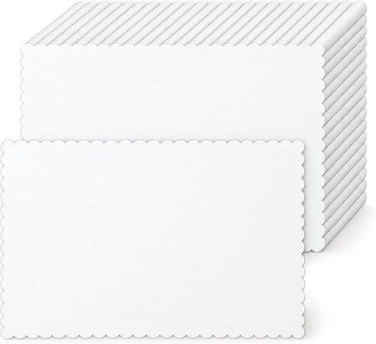 Sabary 500 Pcs Scalloped Edge Disposable White Paper Place mats, Classic